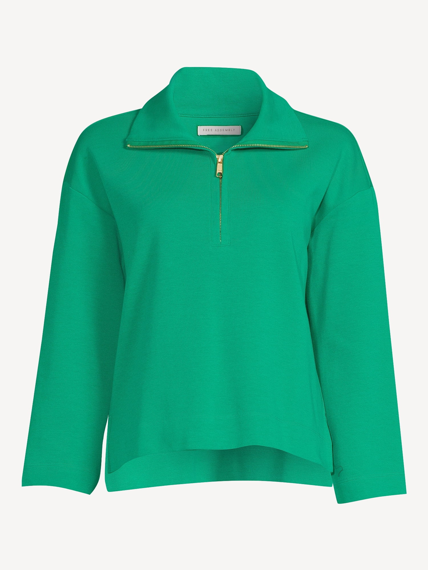 Free Assembly Women's Zip Front Mock Neck Top with Long Sleeves | Walmart (US)