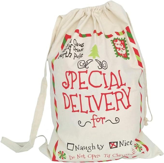 MONOBLANKS Canvas Christmas Santa Sack, Bag Santa Bag with Drawstring Personalized Best Gifts Bag... | Amazon (US)