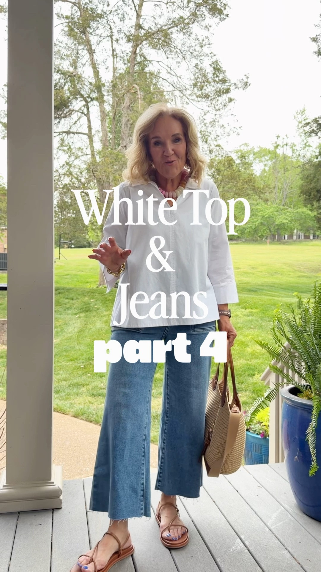 This poplin blouse is such a flattering swing silhouette. No tucking! Wearing a medium. Grab a few new tops on the but 1 get 2 free promo! 
Jeans are a favorite Paige anessa in size 29 petite. So flattering. So comfy. Never sloppy. 

I’ll link an affordable option to create this look.

#LTKOver40 #LTKSaleAlert #LTKootd