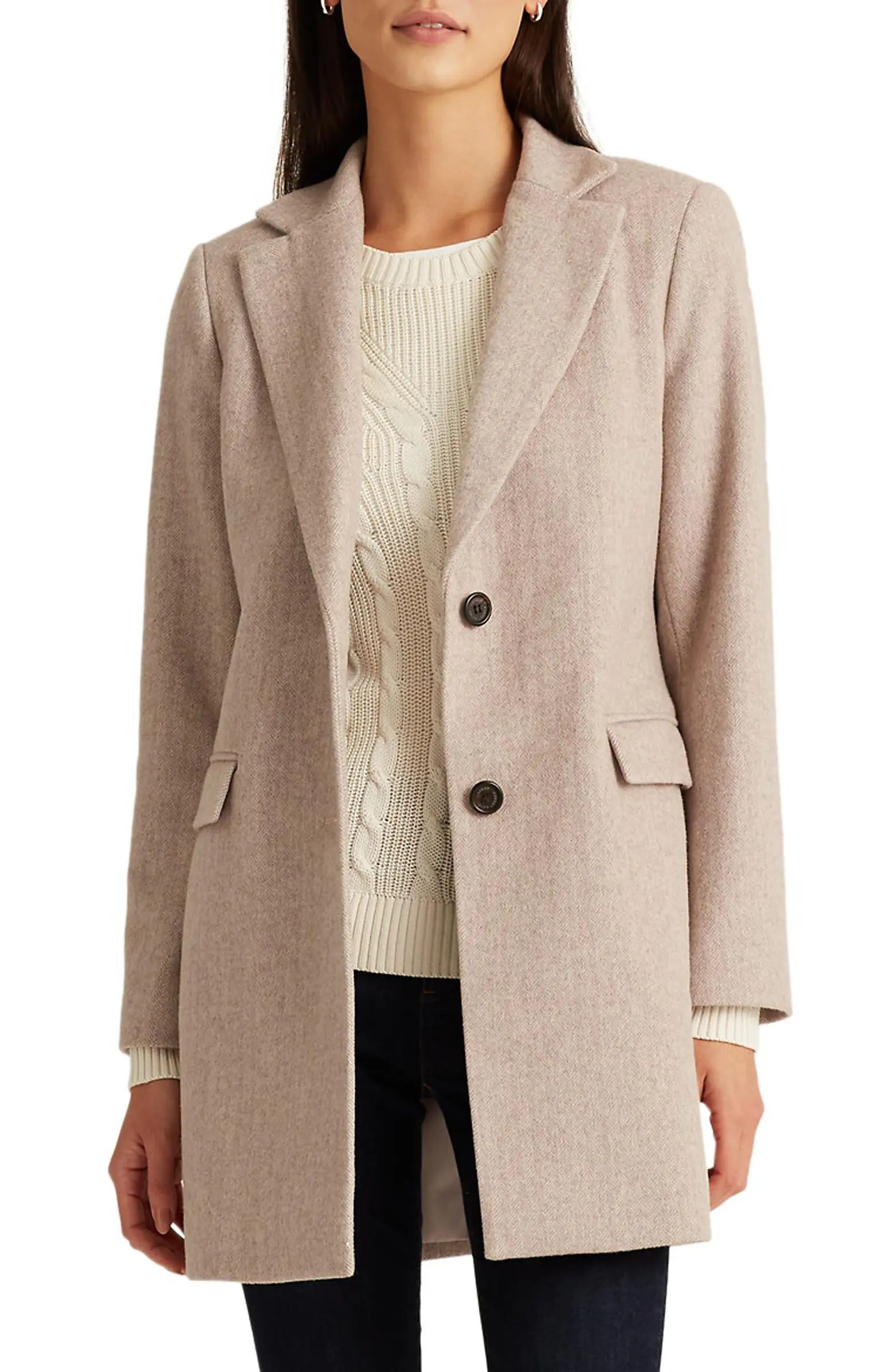 Herringbone Blazer Wool Blend Coat | Nordstrom