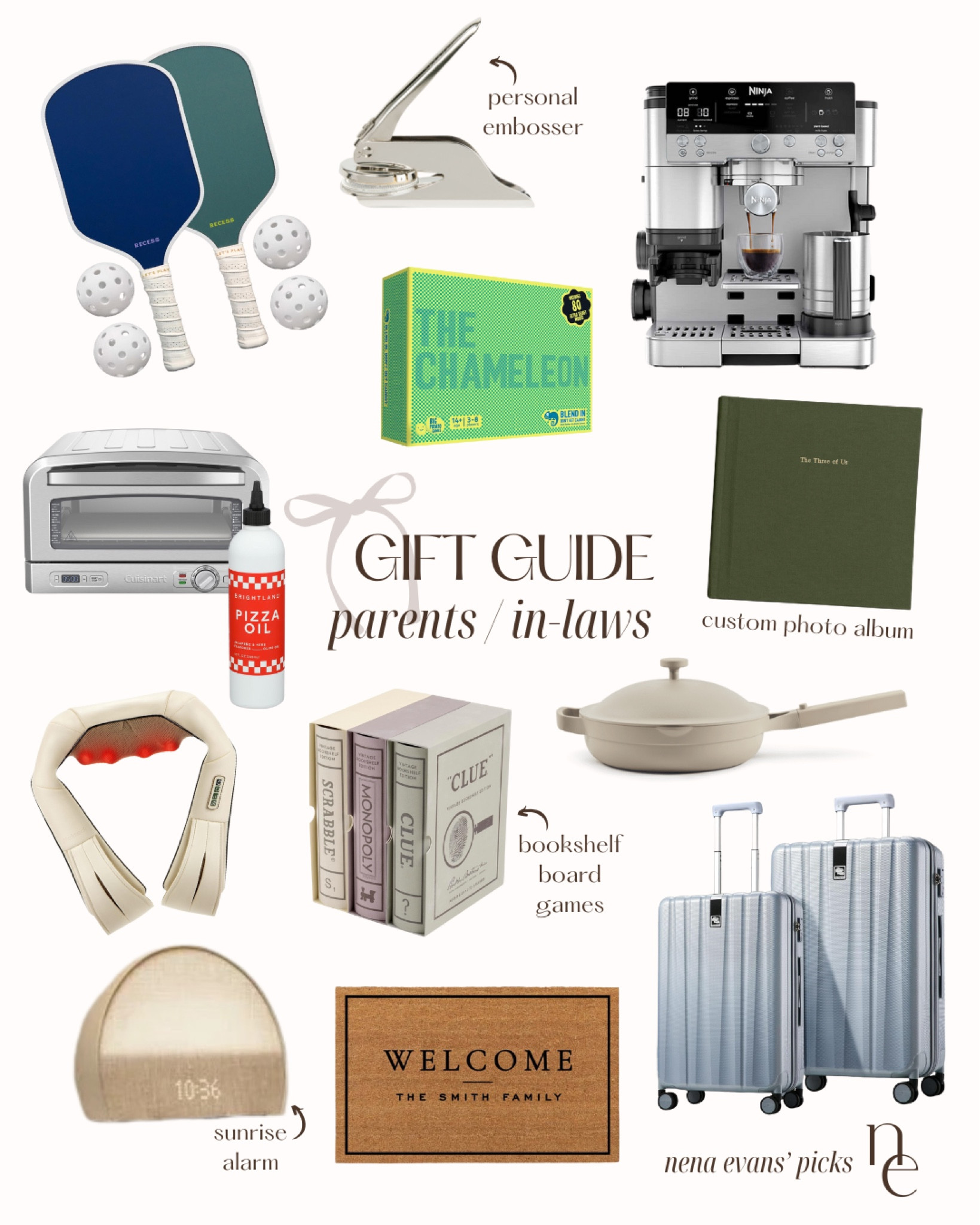 Gift idea for parents/in-laws 🎁

Gift guide for parents 
Gift guide for in-laws 
Unique gifts 
Espresso machine 
Pickleball 
Game night gifts 
Home gifts 
 

#LTKGiftGuide #LTKHoliday #LTKHome