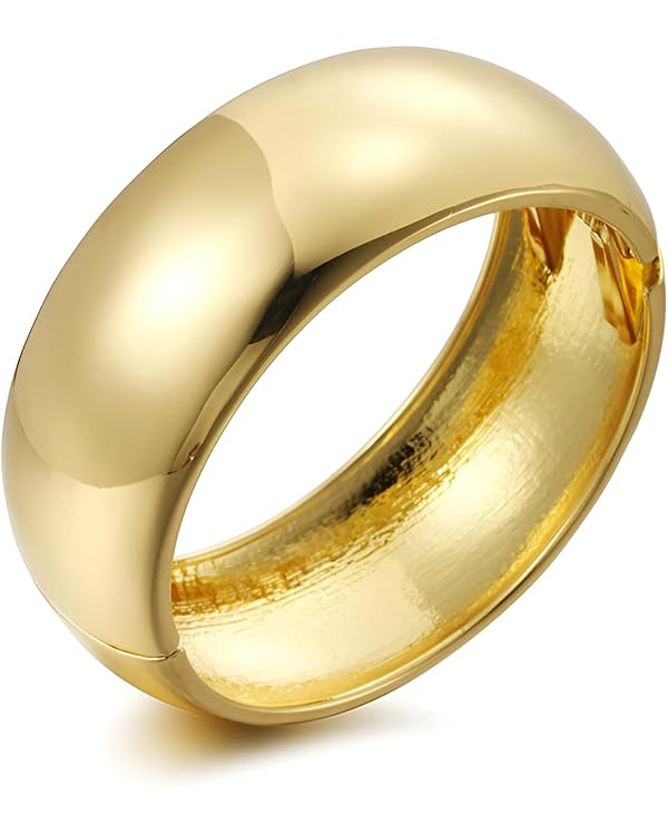 Gold Polished Chunky Twisted Hinged Waterdrop Bangle Bracelet for Women Spiraled Oval Bangle Brac... | Amazon (US)