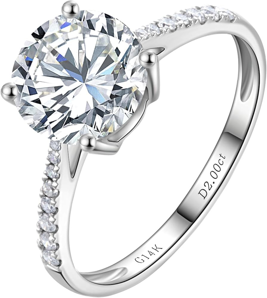 14K White Gold 1-3 Carat Lab Grown Diamond Engagement Ring,IGI Certificate Classic 4-Prong Round ... | Amazon (US)