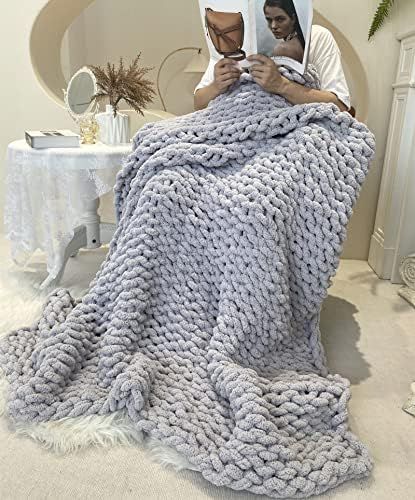 Twomissone Luxury Chunky Knit Chenille Bed Blanket 50x60 Large Knitted Throw Blanket Warm Soft Co... | Amazon (US)