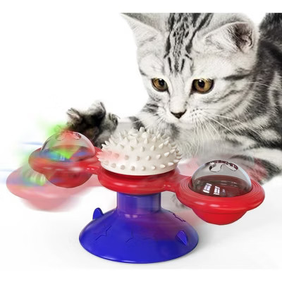 Cat Entertainment Set: Interactive Rotating Disk, Feather Teasers, Tumbler, Windmill Toy - Keeps Cats Active & Engaged | Target