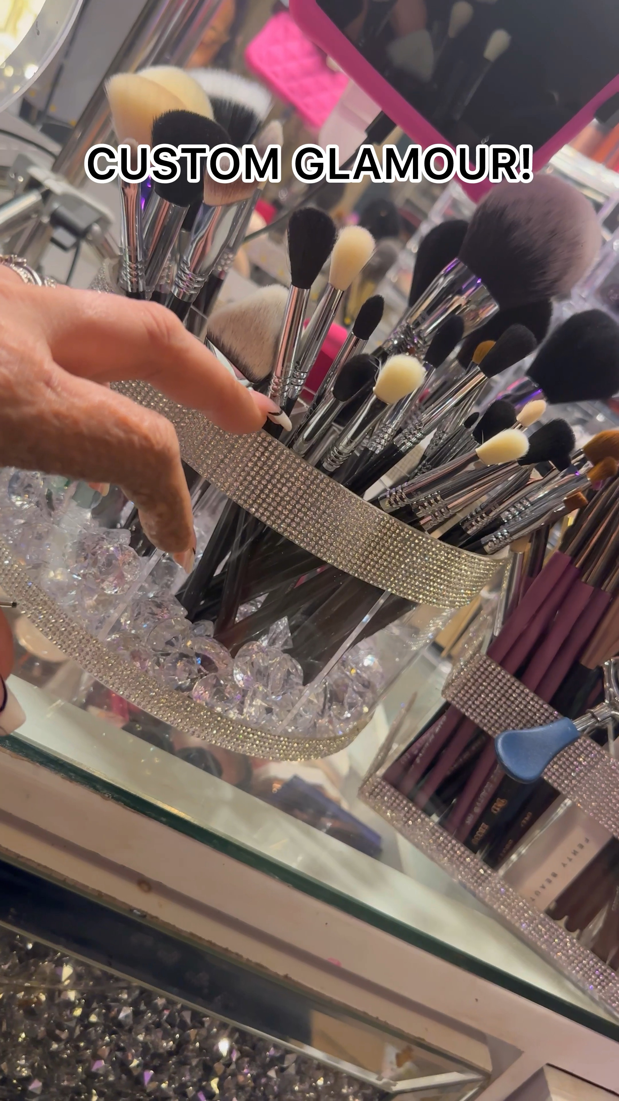 As a makeup brush LOVER, I value beautiful and efficient storage. I needed to get a large number of brushes into a small amount of space.

I found a lot of smaller brush holders with lots of bling and big brush holders without. I love the look of these and the ease of simply adding rhinestone tape.

There’s definitely options to add a lot more bling, but I chose to stop here. What would you add? Whatever it is you’ll find it on Amazon!🦋

TIP: Make sure that you’re dying the adhesive tape - they have some non-adhesive ribbon mixed in with it!

makeup brush holder clear, makeup brush, makeup brush set, makeup brush storage holder, clear makeup organizer 

#LTKSummerSales #LTKVideo #LTKBeauty