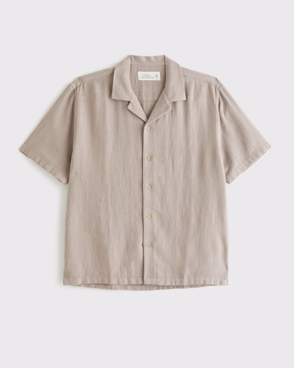 Men's Camp Collar Summer Linen-Blend Shirt | Men's Tops | Abercrombie.com | Abercrombie & Fitch (UK)