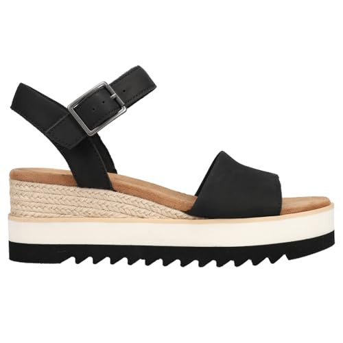 TOMS Women's Diana Wedge Heel Sandal, Leather Upper, Rope-Wrapped Midsole, Adjustable Strap, Buck... | Amazon (US)