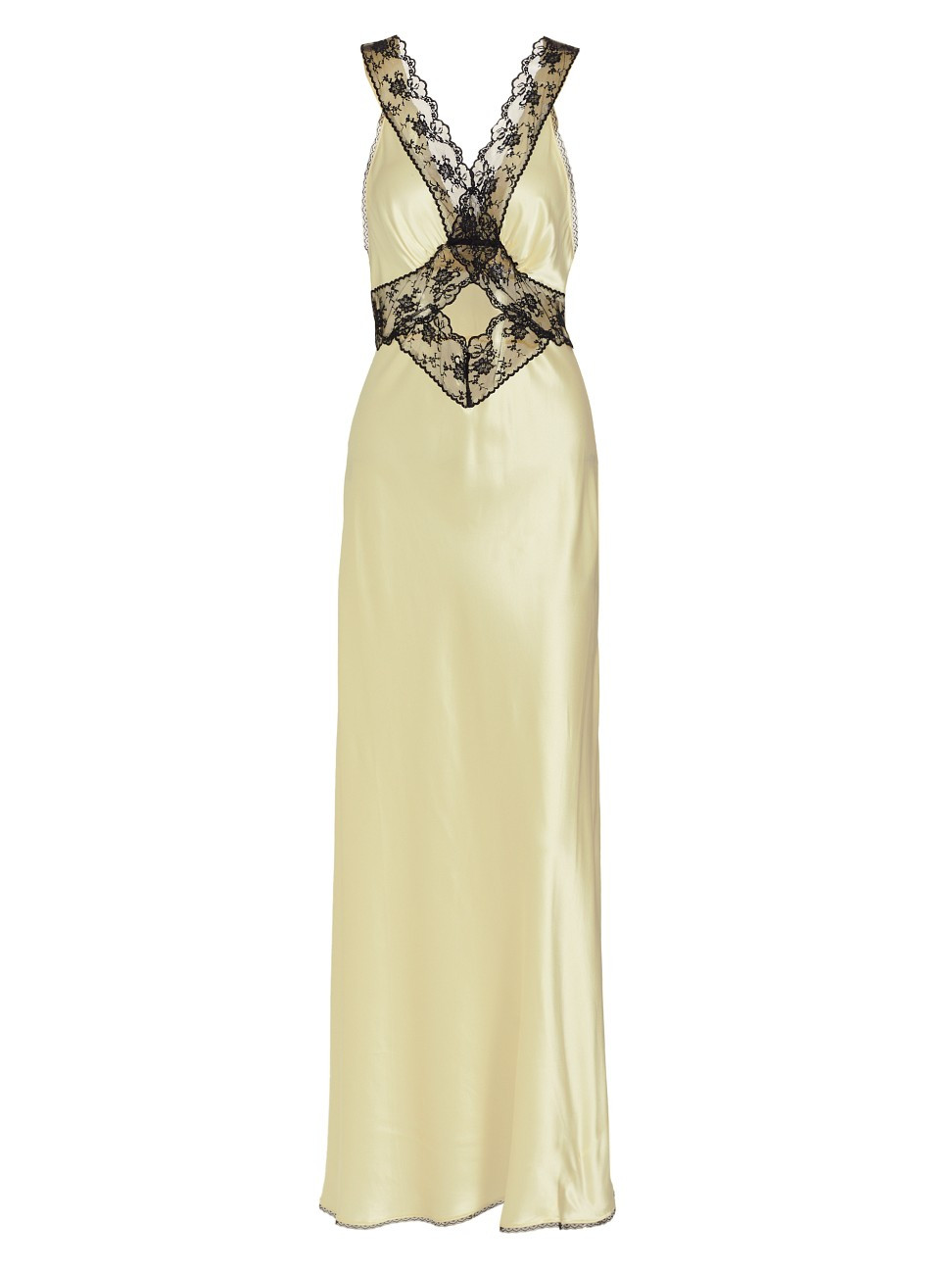 Women's Willa Cut-Out Silk & Lace Gown - Lemon - Size 8 | Saks Fifth Avenue