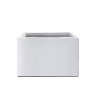 6.89""W x 19.49""L x 15.94""H Rectangular Pure White Lightweight Concrete and Fiberglass Long Planter with Drainage Hole | The Home Depot