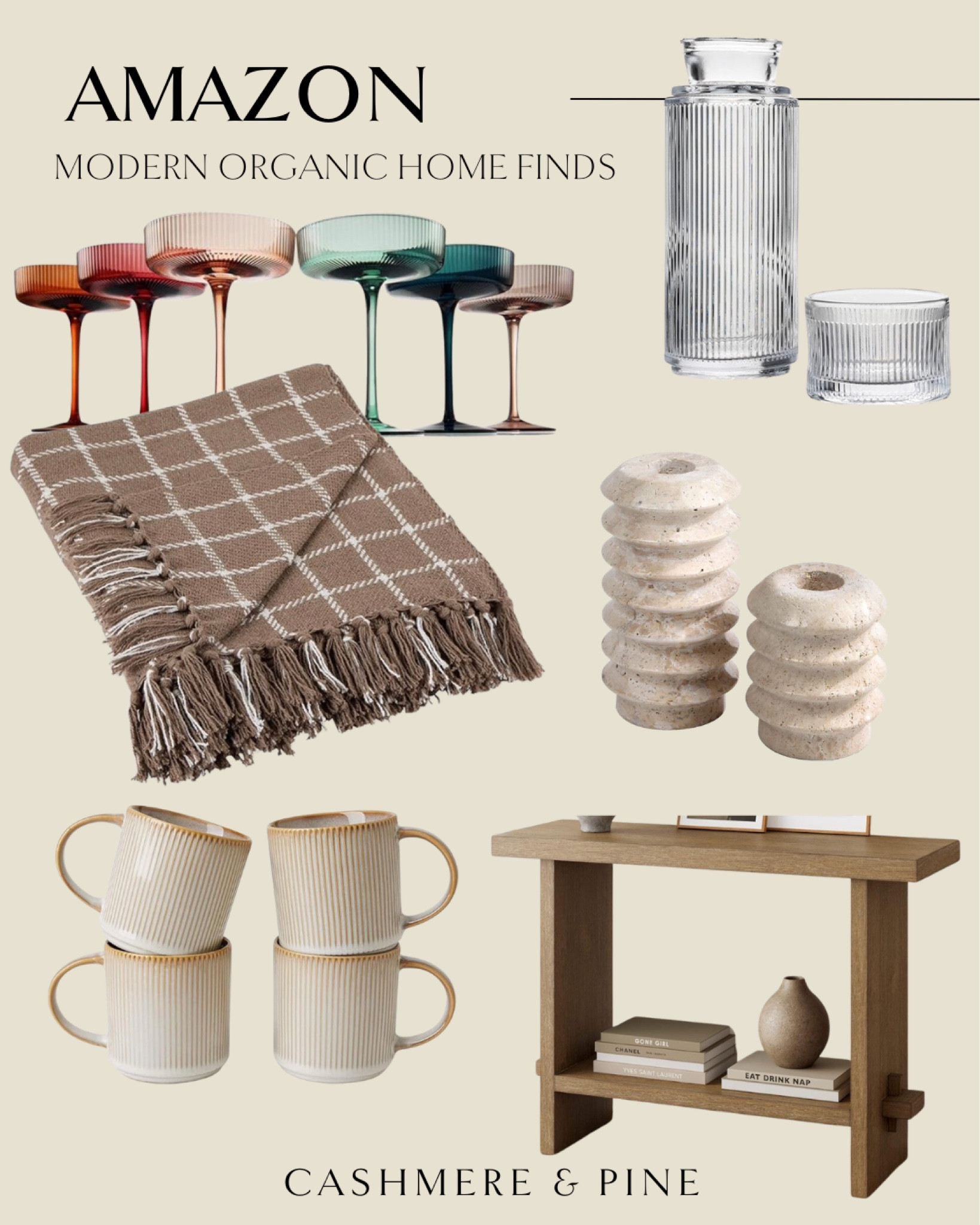 Amazon modern organic home decor finds. 

Entryway table, travertine candlestick holder, woven blanket, vintage art deco coupe glasses, ceramic bowls

#LTKsalealert #LTKhome #LTKfindsunder50