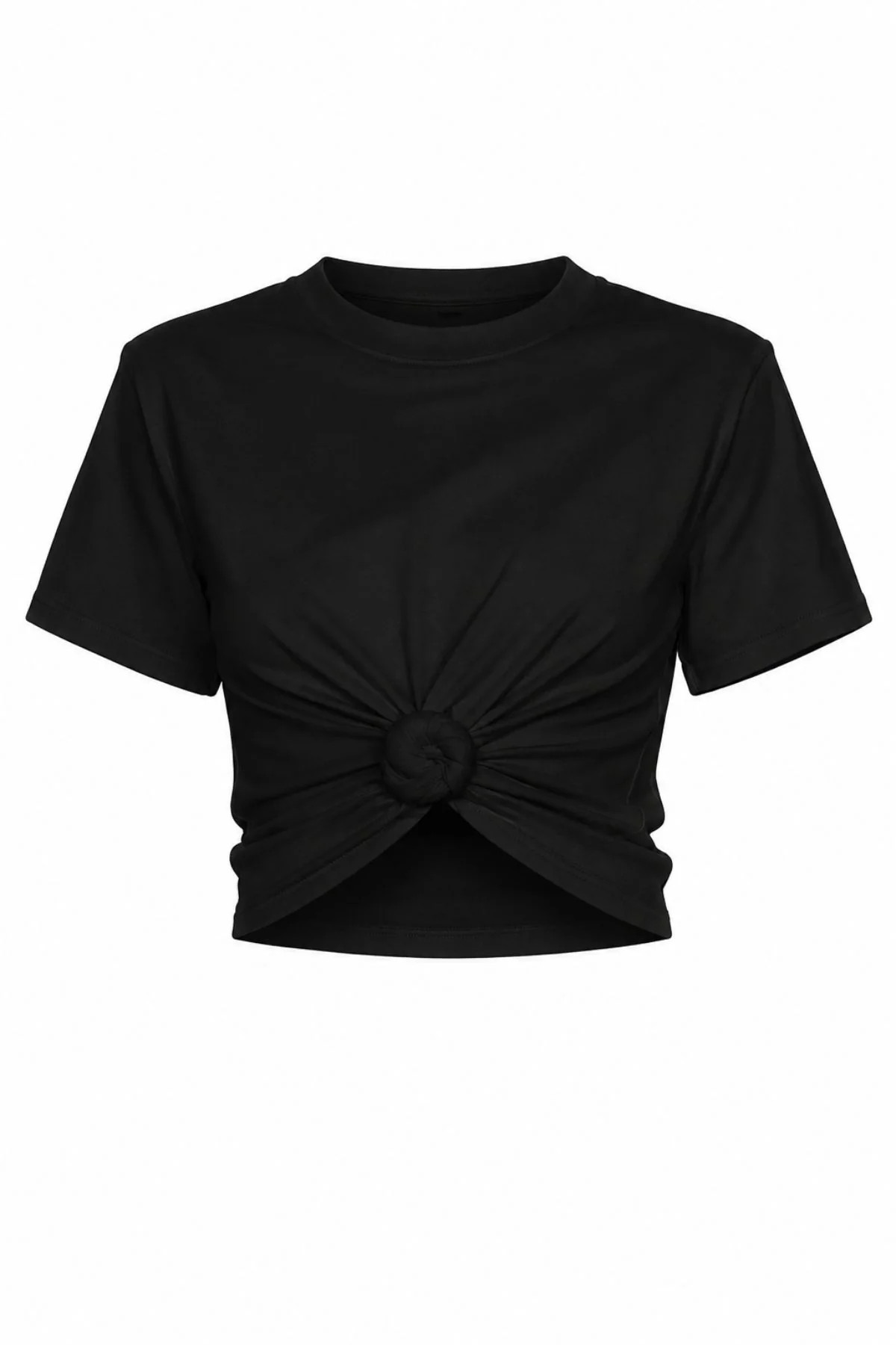 JENNICA Black Pre Knotted Shoulder Pad T-Shirt | Noughts and Kisses
