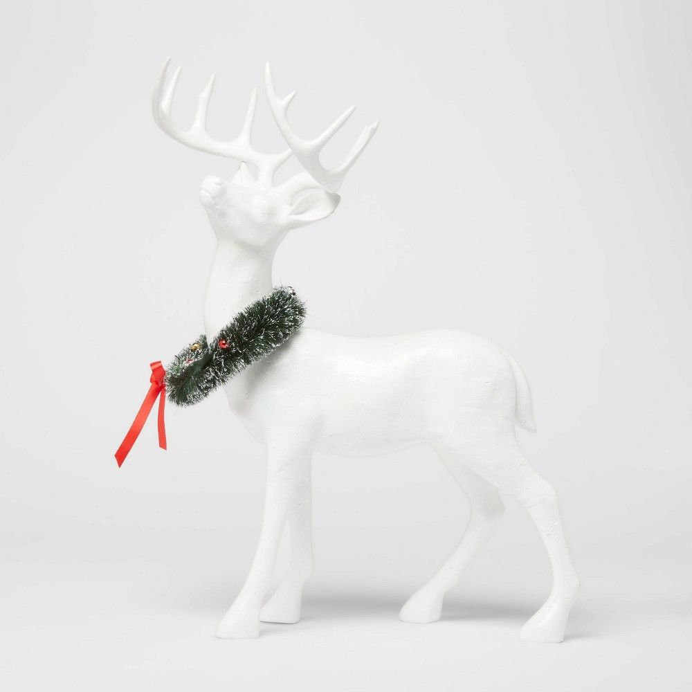 19"" Birch Finish Standing Deer Figurine White - Threshold | Target