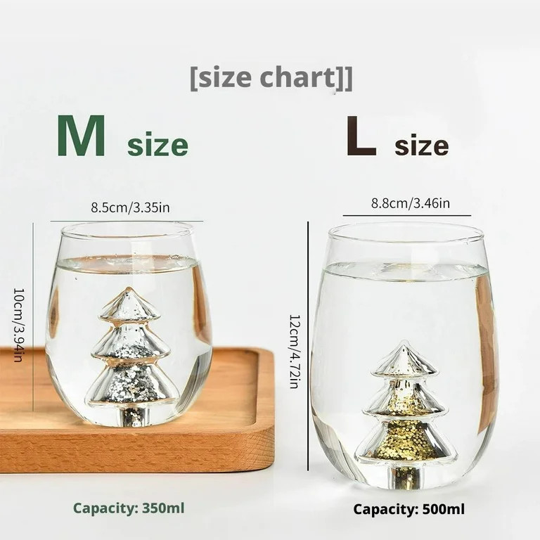 3D Drinking Glass Cup with Christmas Tree Figurine Inside, Christmas Stemless Wine Glass for Home... | Walmart (US)