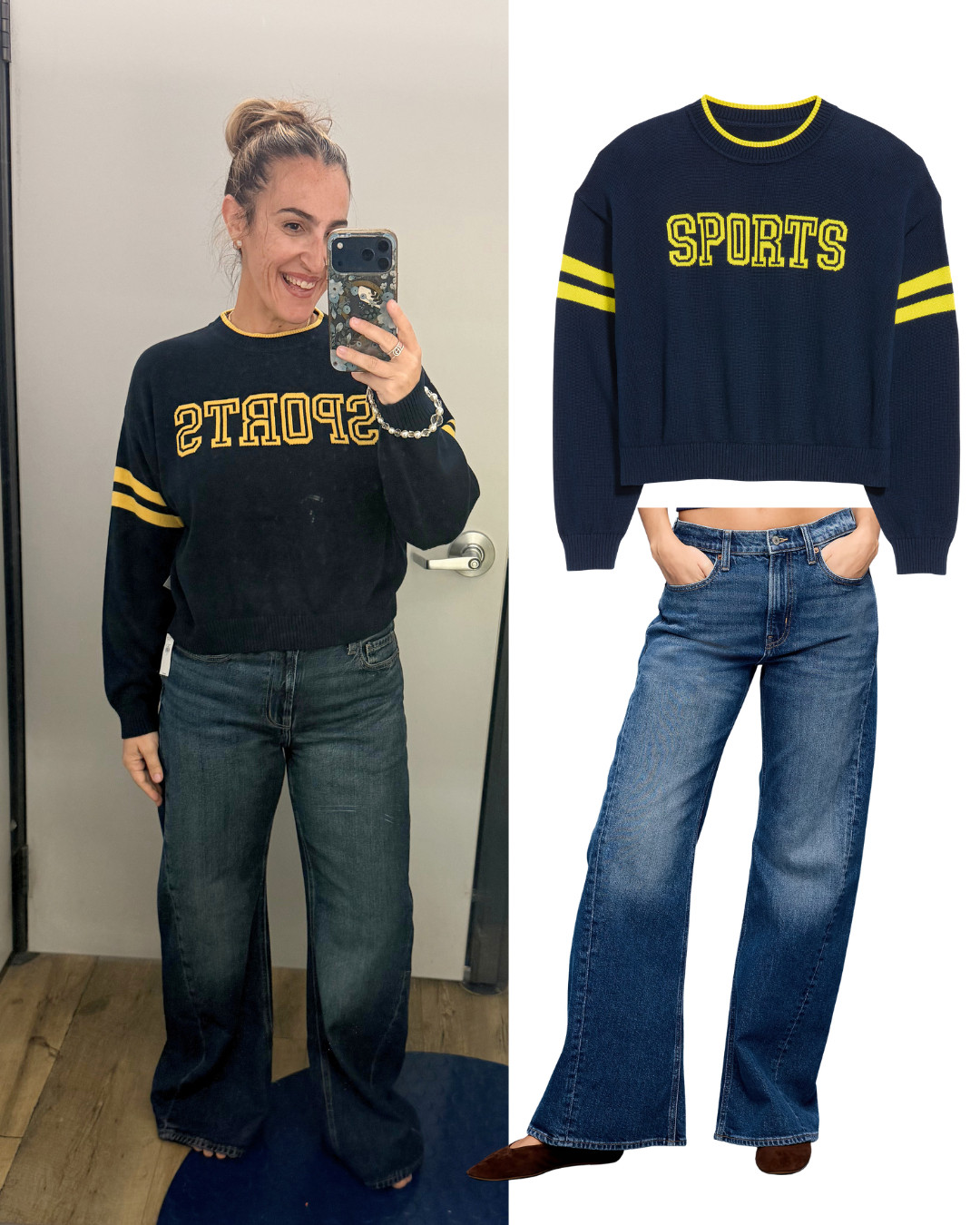 both are so cute! The sweater is soft and fun, wearing a medium, runs tts. The jeans are perfect but run BIG! Im in a 6, size down.v 

 #LTKgrwm #LTKootd #LTKOver40