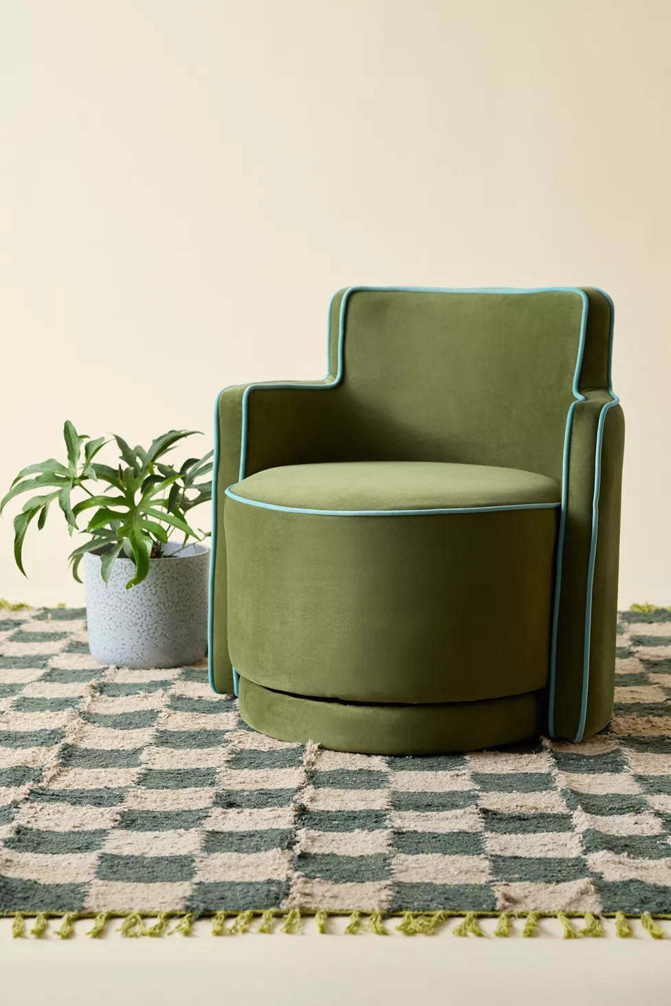 Rhea Swivel Velvet Lounge Chair | Urban Outfitters (US and RoW)