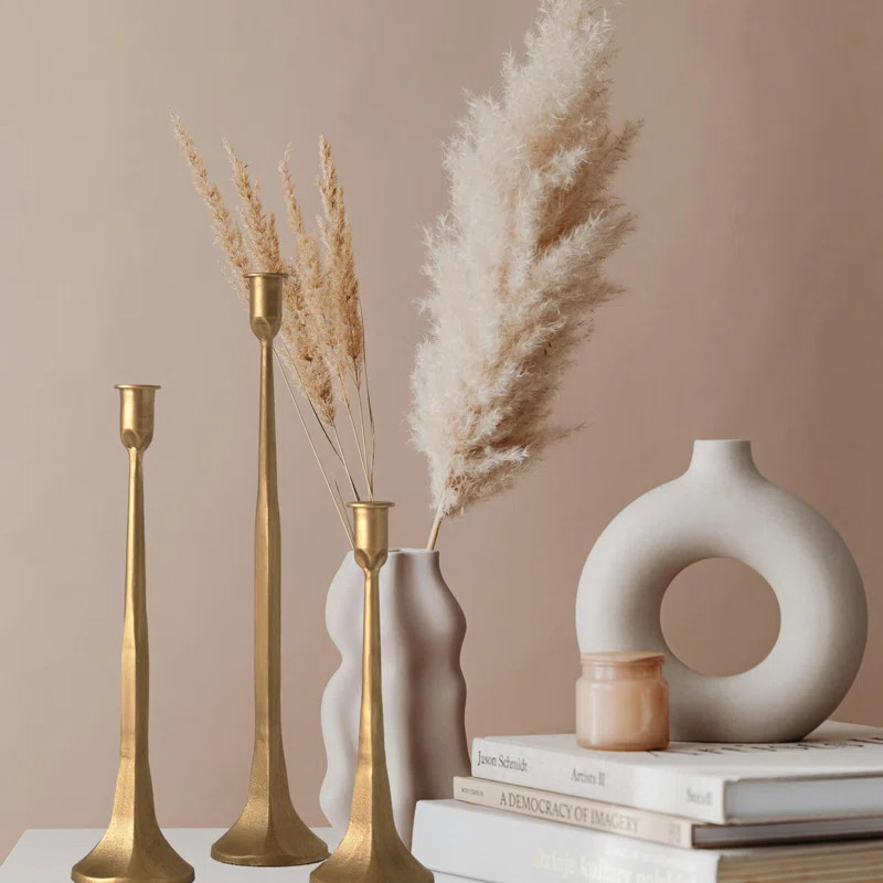 Iron Taper Candle Holders Set Of 3, Gold Candlestick Decorative Candle Holders, Taper Candle Hold... | Wayfair North America