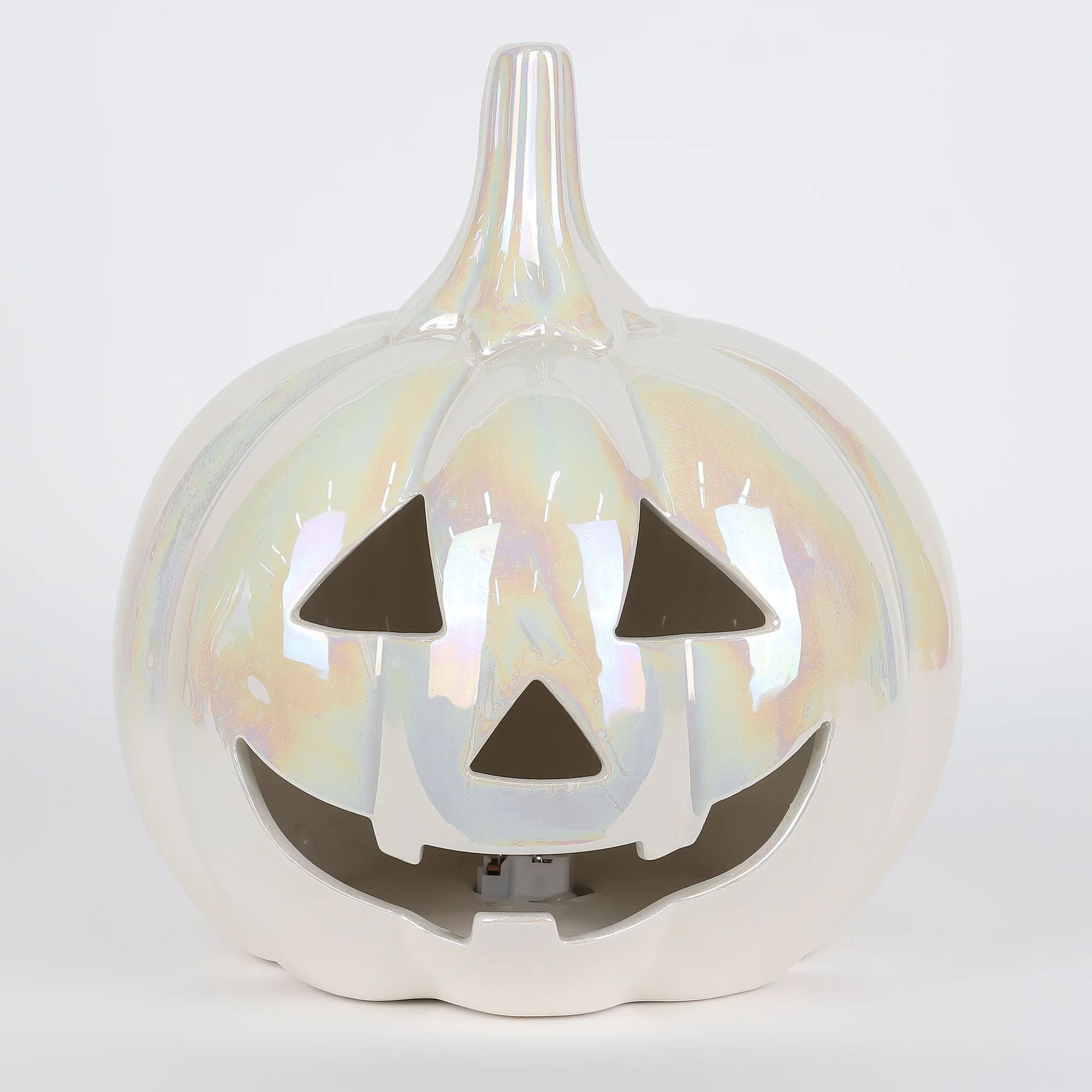 7.75"L x 7.75"W x 8.5"H White Ceramic Light-Up Jack-o’-Lantern Halloween Decoration Way to Cele... | Walmart (US)