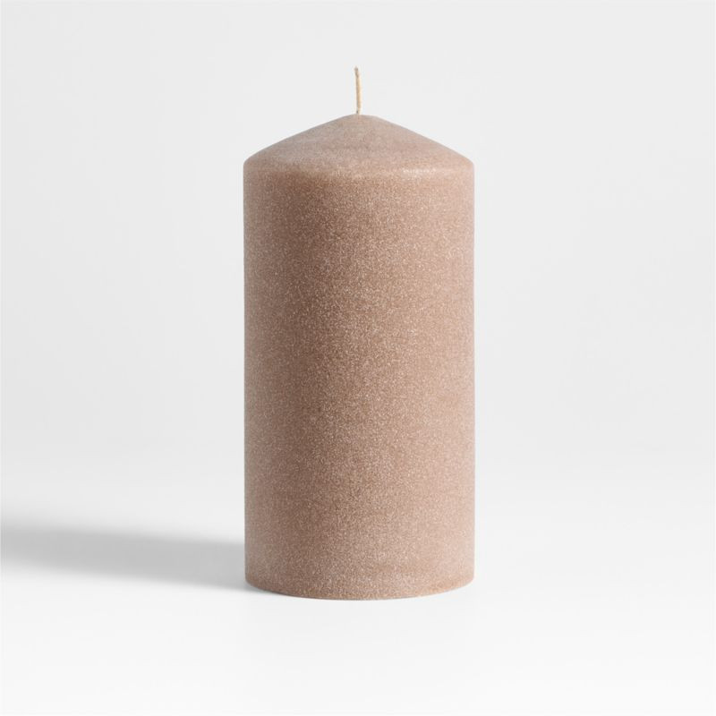 Sand Large Light Brown 4""x8"" Pillar Candle | Crate & Barrel