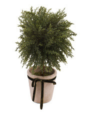 11in Bushy Ball Topiary With Ribbon In Rustic Pot | Marshalls