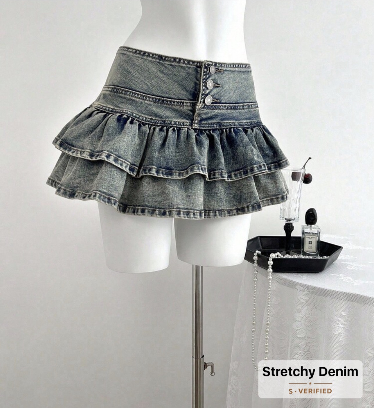 Elamini Women's Fashion Denim Skirt With Button Waist Design And Double Ruffle Hem

#LTKSaleAlert #LTKdayinmylife #LTKFestival
