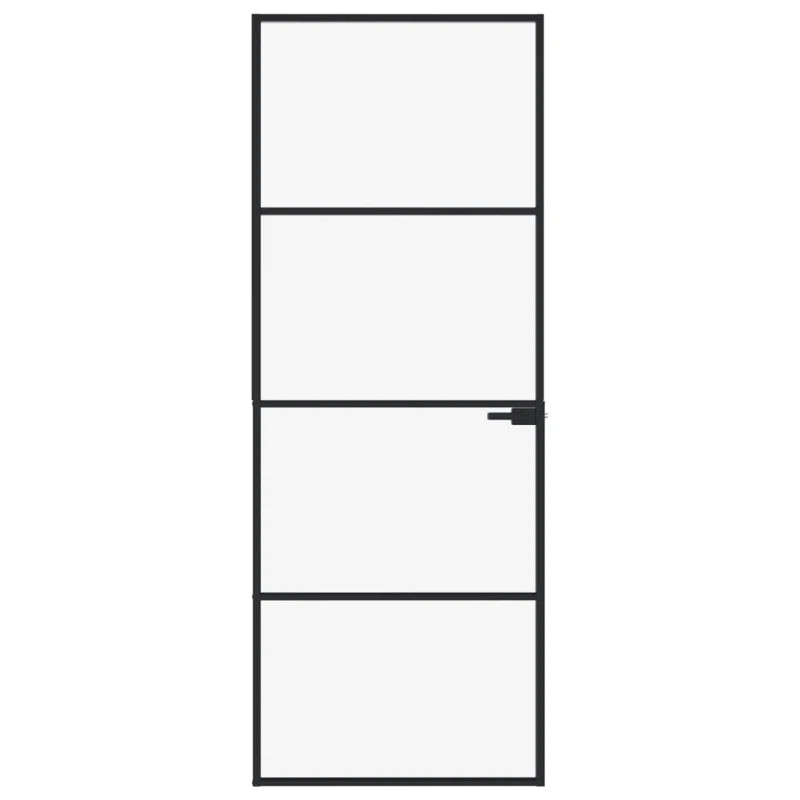 Interior Door Black 79.3" Tempered Glass and Aluminum Slim | Wayfair North America