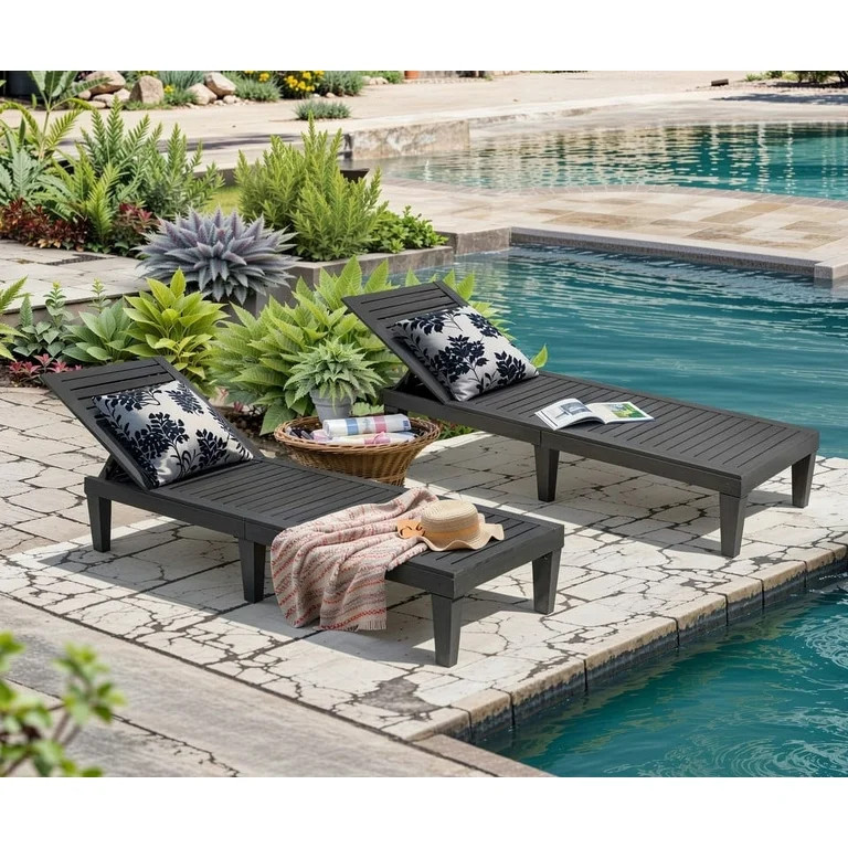Bifanuo Outdoor Chaise Lounge Chair Set of 2 for Outside Pool Patio, Adjustable Waterproof Easy A... | Walmart (US)