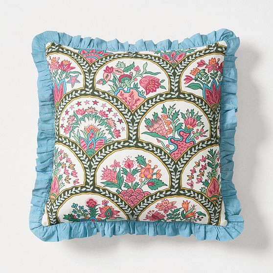 Rhode Mushroom Print Pillow, Red Plum, 18x18 | West Elm (US)