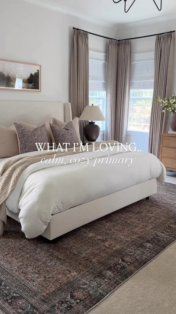 Everything I’m loving in our primary bedroom 🤍 Layered bedding, cozy rugs & pillows, and neutral furniture.

#LTKHome #LTKFindsUnder50 #LTKFindsUnder100