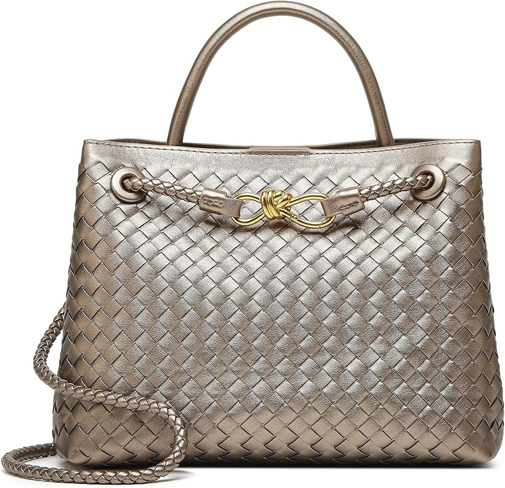 Woven Crossbody Bags for Women: Vegan Leather Small Tote Bag - Trendy Shoulder Purse and Handbag ... | Amazon (US)