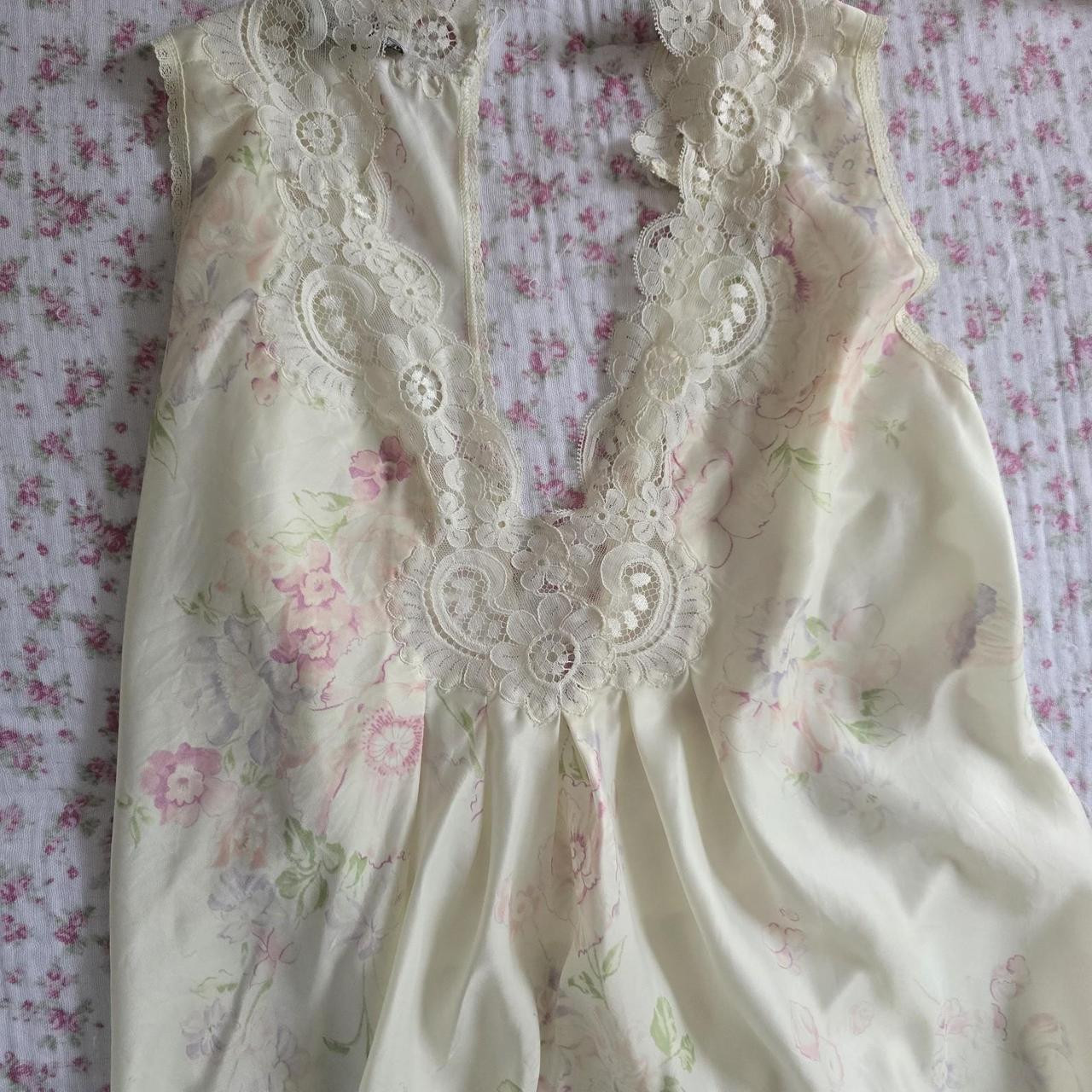 Vintage 1970's Christian Dior cream floral nightgown... | Depop | Depop US