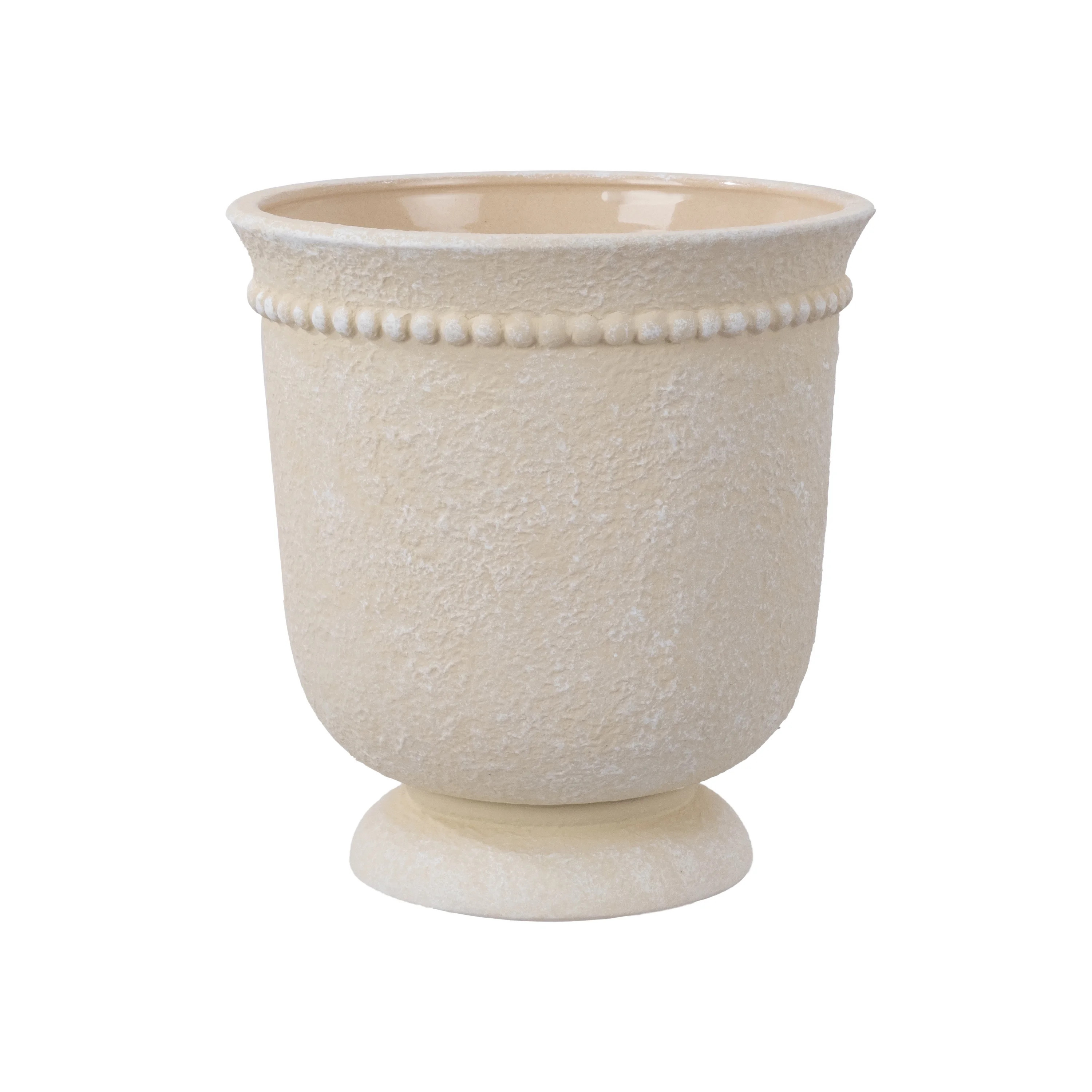 My Texas House 8" Cream Dot Urn - Ceramic Plant Pot, 8.1" Dia x 8.5" H | Walmart (US)