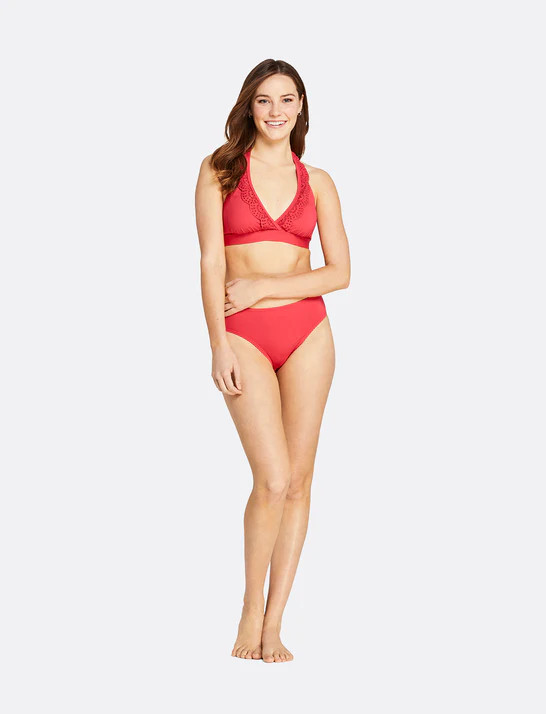 Draper James x Lands’ End Embroidered Eyelet Ruffle Halter Bikini Top | Draper James (US)