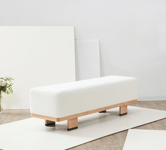 SAFAVIEH Abrianna Wood Base SFV5115 Bench, 18" W x 18" D x 33" H, Ivory/Natural | Amazon (US)