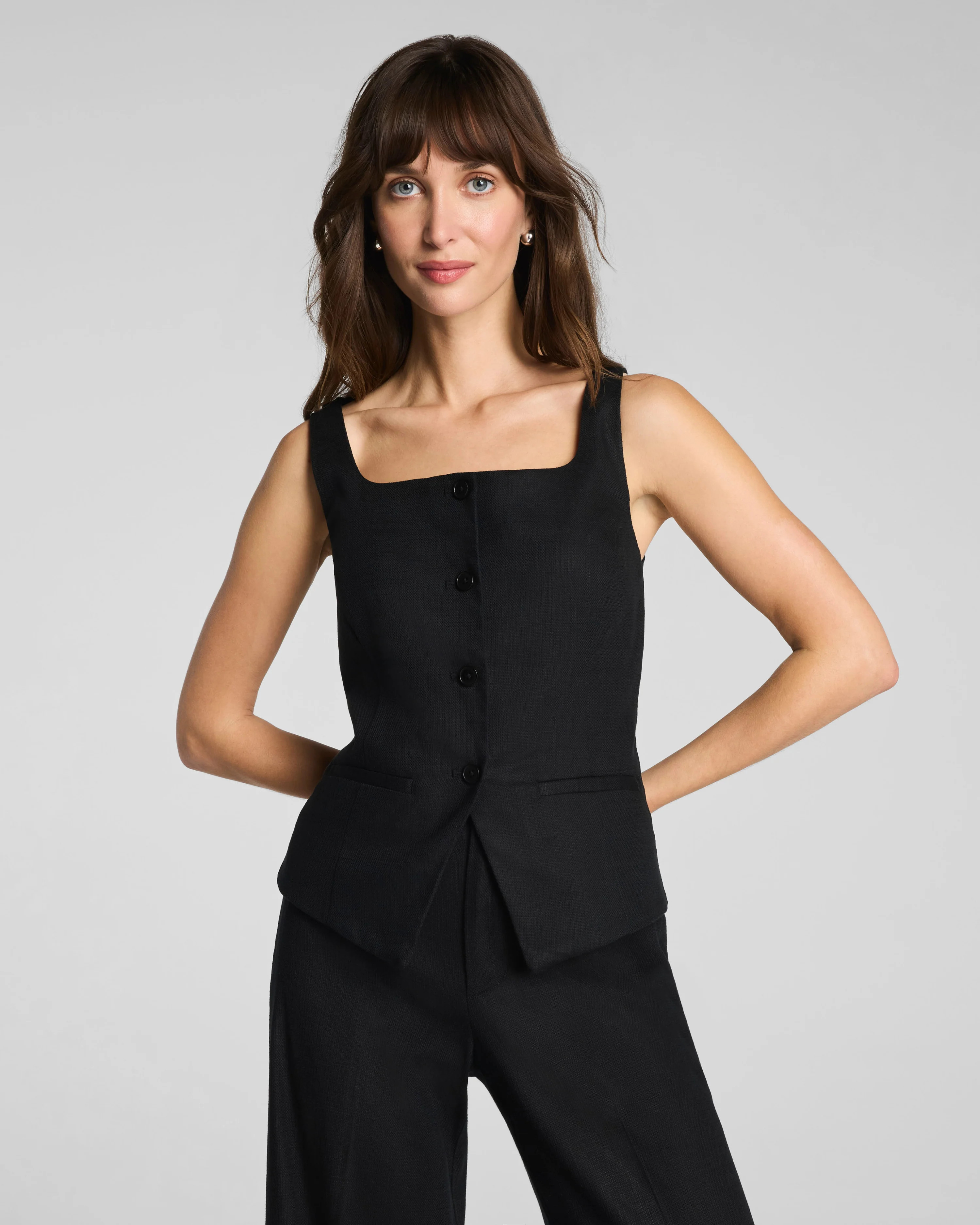 SPANX® EasyBreezy Cotton Linen Button-Down Vest | Tailored Summer Vest | Spanx