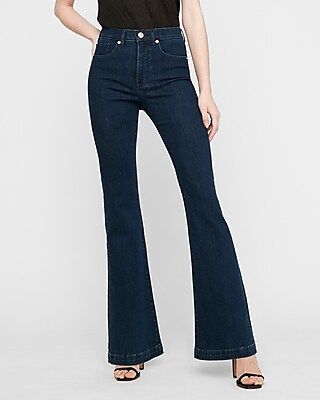 High Waisted Dark Wash Flare Jeans | Express