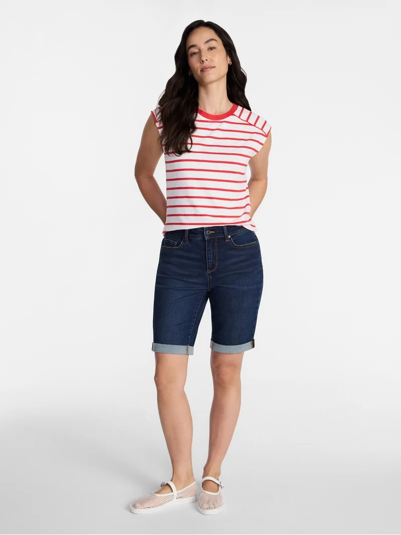 Time and Tru Women's Muscle Tank Top with Piped Trim, Sizes XS-XXXL | Walmart (US)