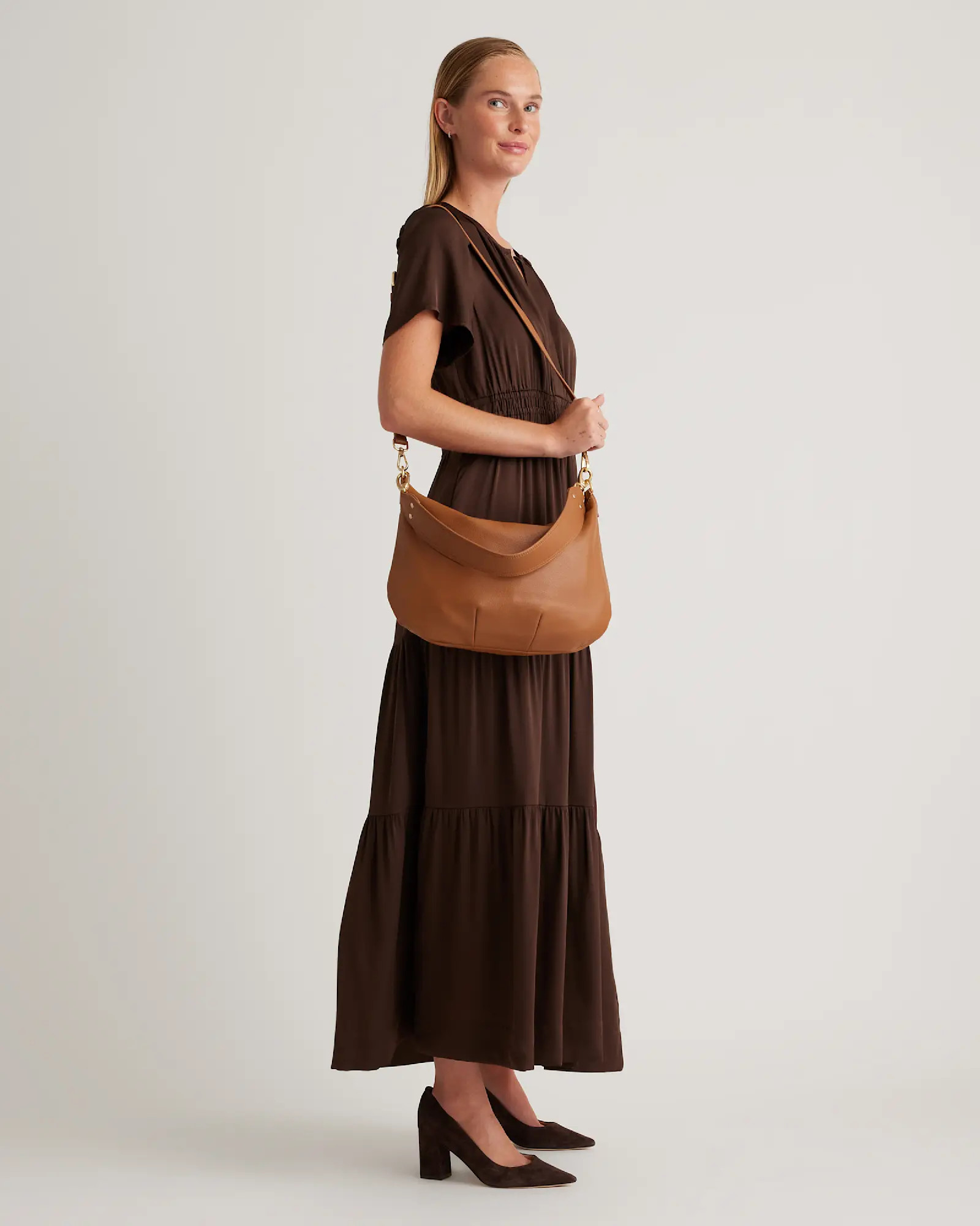 Italian Leather Convertible Crescent Shoulder Bag | Quince
