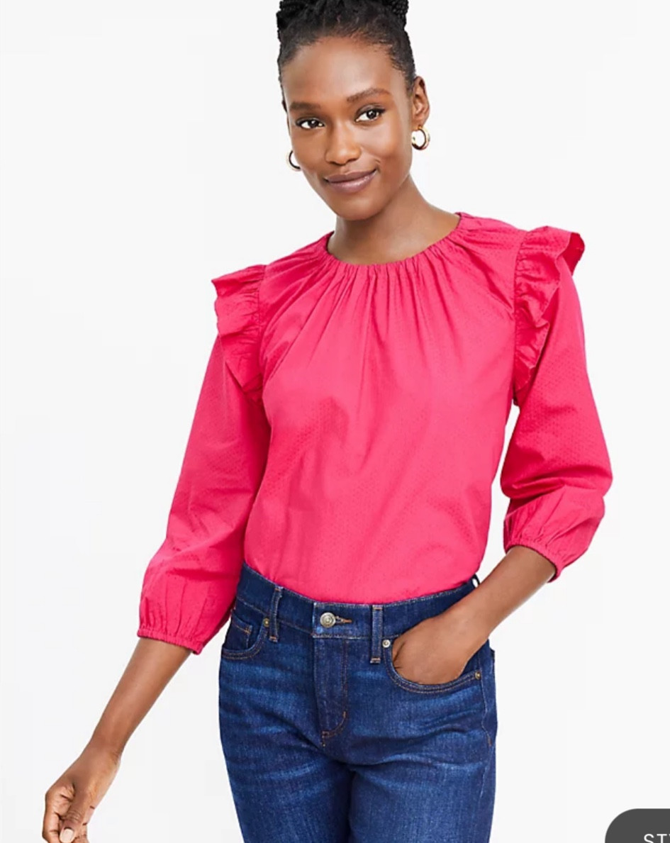 Dobby tie back ruffle blouse