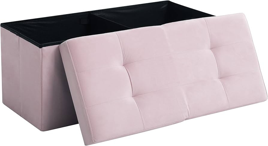 CUYOCA Storage Ottoman Bench Foldable Seat Footrest Shoe Bench End of Bed Storage with Flipping L... | Amazon (US)