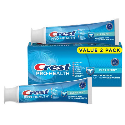 Crest Pro-Health Clean Mint Tarter Control Whitening Toothpaste - 4.3oz/2pk | Target