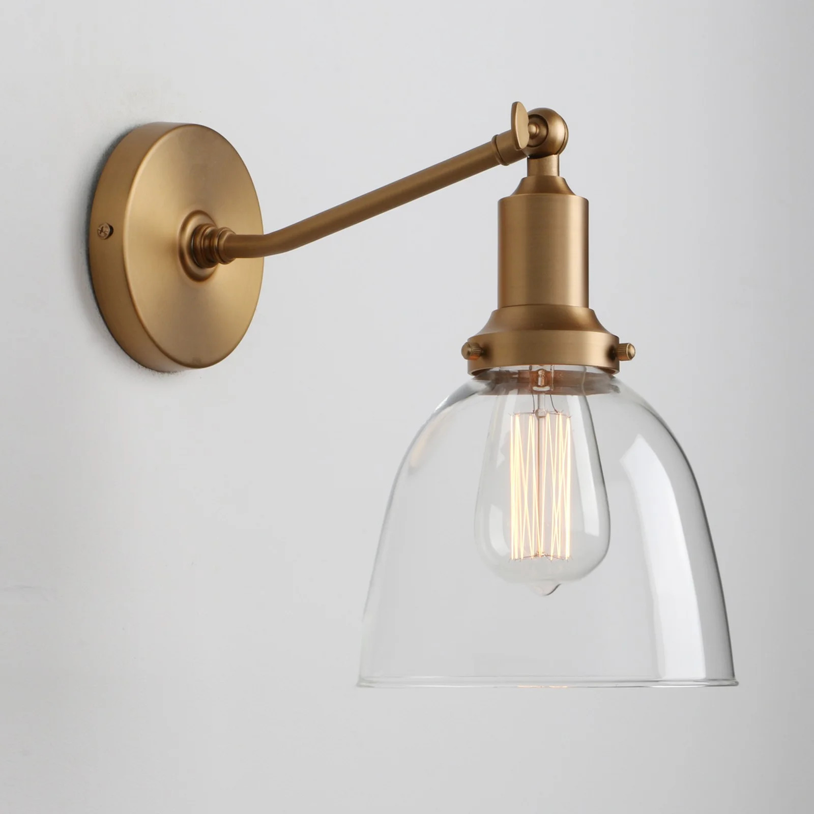 Permo Industrial Vintage Slope Pole Wall Mount Single Sconce with 6.7" Oval Dome Clear Glass Shad... | Walmart (US)