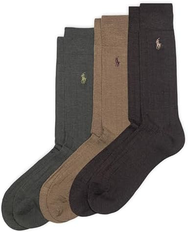 Polo Ralph Lauren mens Merino Wool Dress Crew Socks - 3 Pair Pack - Breathable Wool & Heel-toe Re... | Amazon (US)