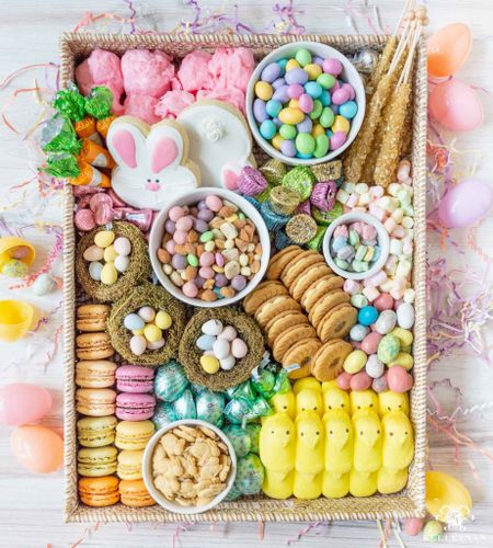 If you’re looking for a fun and delicious way to celebrate Easter, this Easter sweet board is for you! I’ve put together a variety of candies, cookies and other items on a rattan tray that’s reminiscent of an Easter basket. This is so easy to do and will delight your family and friends. charcuterie board Easter party cheese board dessert board peeps chocolate board spring board 

#LTKSeasonal #LTKfindsunder50 #LTKhome