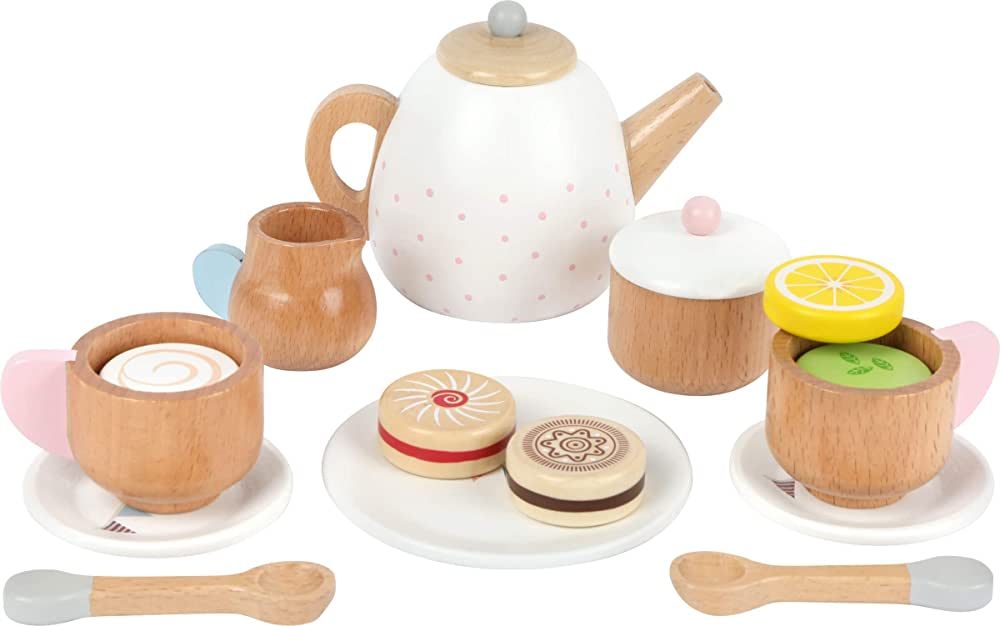 small foot wooden toys-Premium 17 Piece Toy Tea Playset- Deluxe Play Pretend Food Set Includes Te... | Amazon (US)