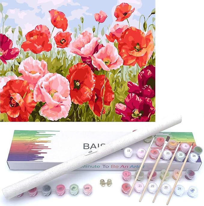 BAISITE Paint by Numbers for Adults Beginners and Kids,16" Wx20 L Canvas Pictures Drawing Paintwo... | Amazon (US)