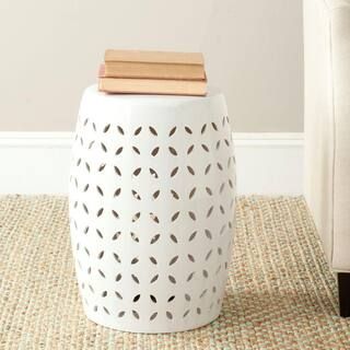 SAFAVIEH Lattice Petal White Ceramic Garden Stool ACS4509A | The Home Depot