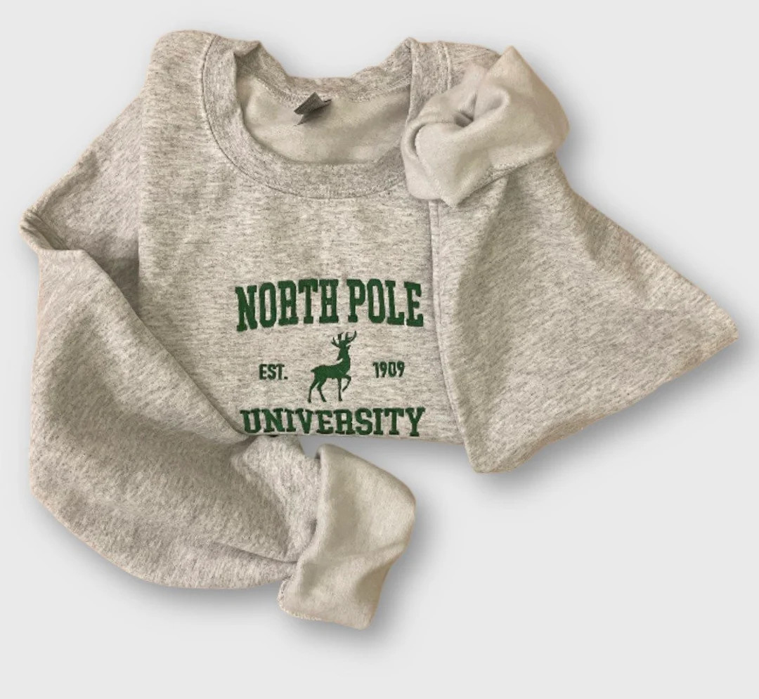 North Pole University Embroidered Sweatshirt Embroidered - Etsy | Etsy (US)