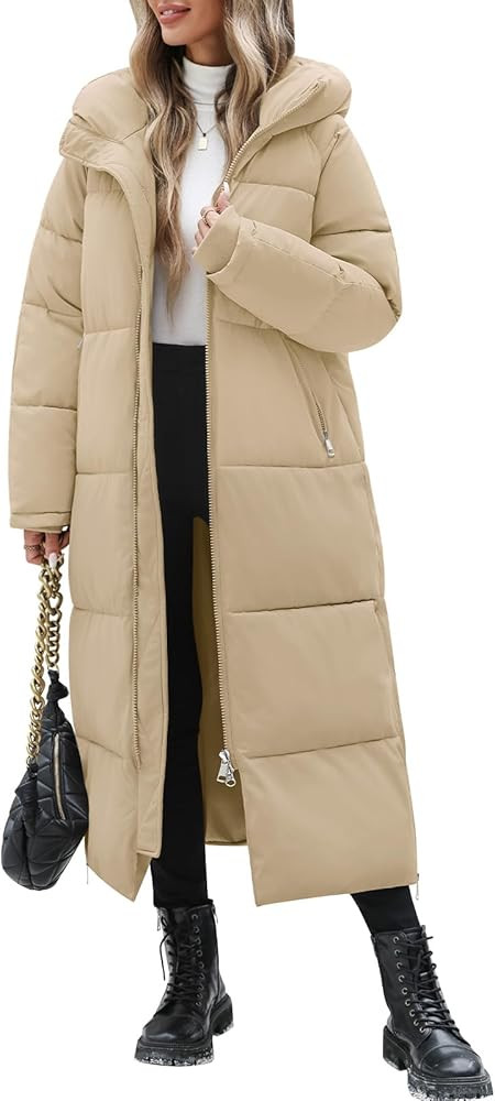 HEEKPEK Women Long Winter Coat Thickened Quilted Puffer Coats Hooded Full Length Padded Trendy Wa... | Amazon (US)