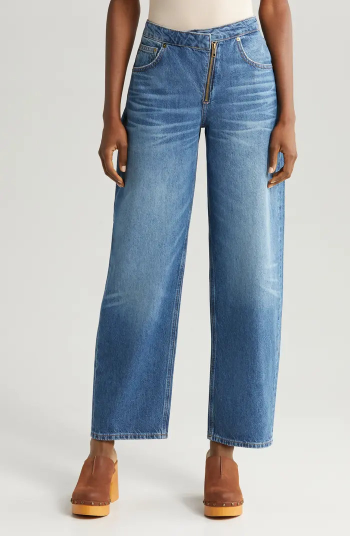 FRAME Angled Zip Barrel Jeans | Nordstrom | Nordstrom